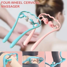 

Neck Back Massager Roller Manual Pressure Point Therapy 4 Heads Shiatsu Deep Tissue Neck Sholder Leg Massager Pain Stress Relief