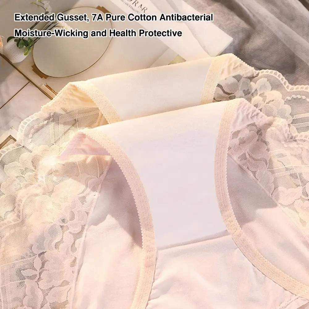 Cotton Lace High Waist Plus Size Women Panties