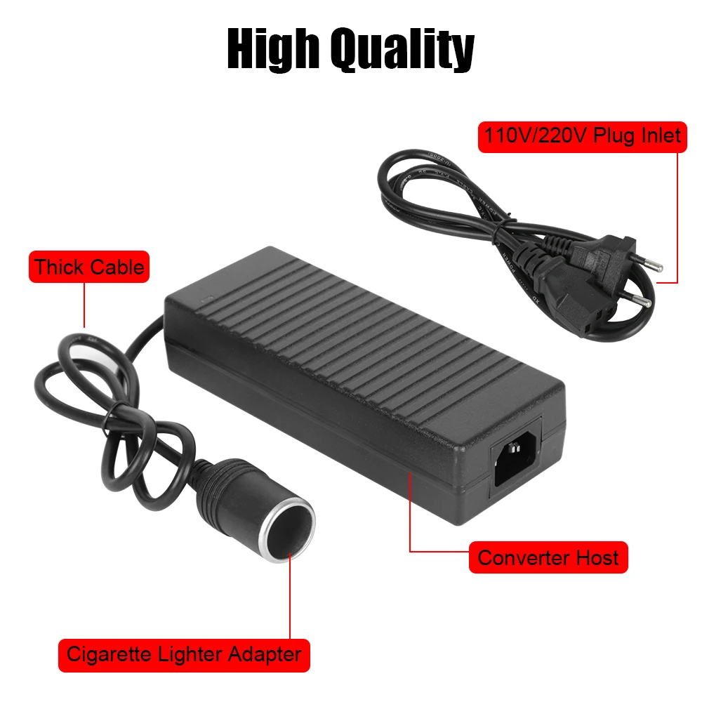 110V/ 220V to 12V 15A Power Adapter AC/DC Convert EU US UK Plug Supply Lighter Cigarette Lighter Converter 6