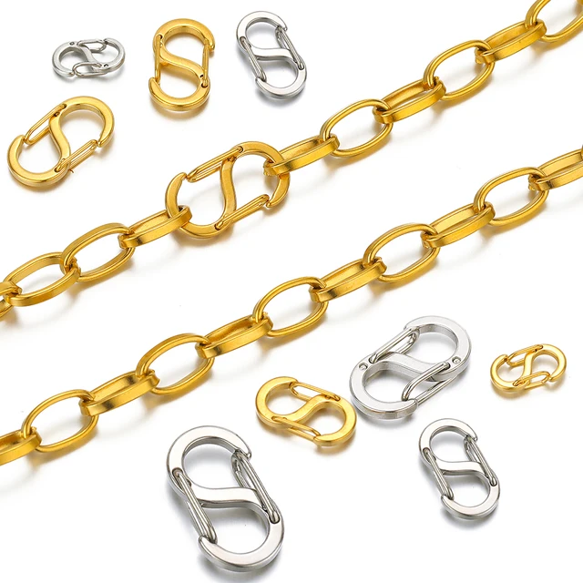 5Pcs Stainless Steel Chic Letter S Buckle 18k Gold Spring Lobster Clasps Necklace Hooks Bracelets Connectors DIY Jewelry Making 2