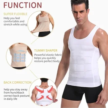 Sports T-shirt Men\\\'s Vest Compression Underwear Body Shaper Corset Top Abdomen Slimming Shapewear Gym Exercise Fat Burn Fitness 2