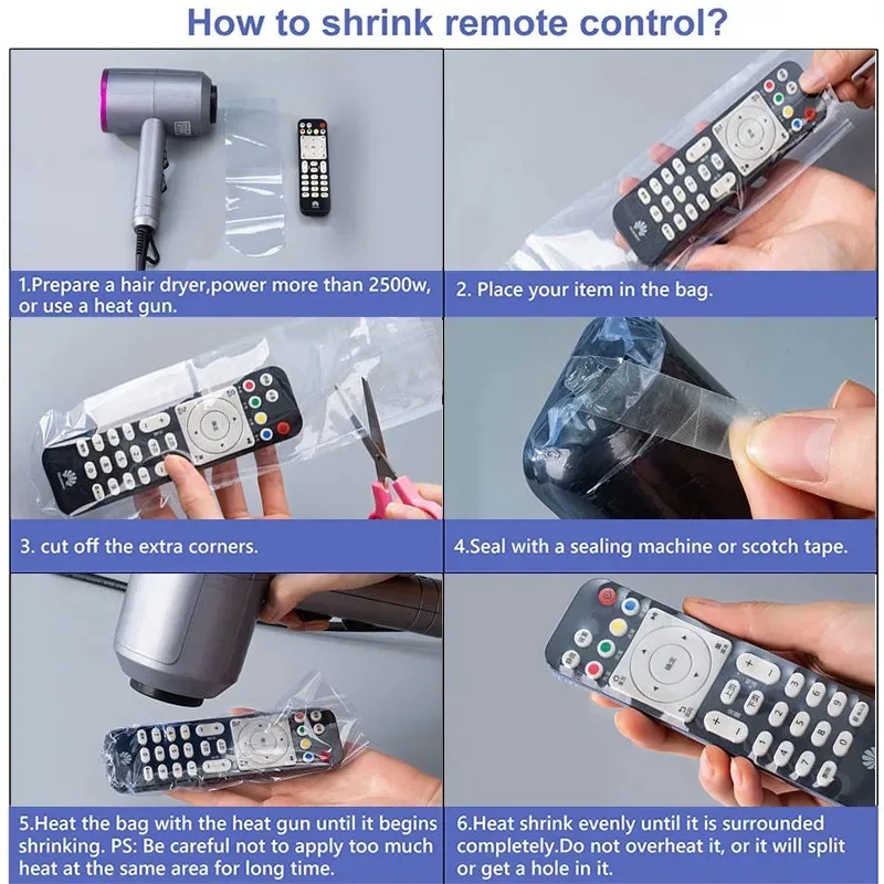 Remote Controller Cover Transparent Shrink Film Bag Anti-dust For TV Air Conditioner Remote Control