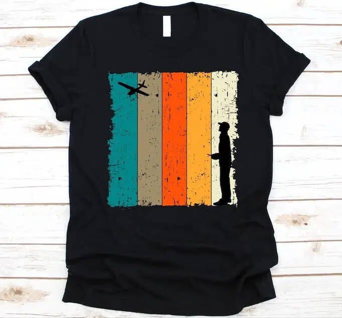 Camicia Vintage Retrò Pilota Telecomandata, Pilota Aereo Rc, Design Aereo Rc, Maniche Lunghe Ra