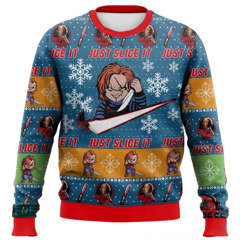 Fashion Chucky Graphic Ugly Christmas Sweater Trend Casual Men