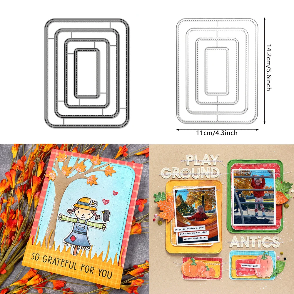 Große, genähte, abgerundete, rechteckige Stapelmaterialien, Metall-Stanzformen, Prägestanzform für DIY-Kartenherstellung, Scrapbooking, Basteln – Detail 6