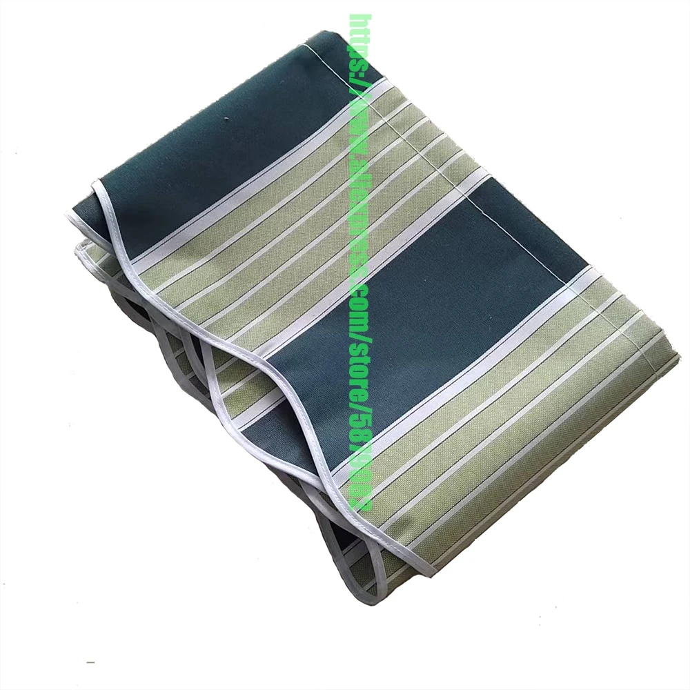 Tewango Patio Awning Fabric Replacement Polyester Canopy Cover Sun Shade Deck Balcony UV Protection Dark Green Strip
