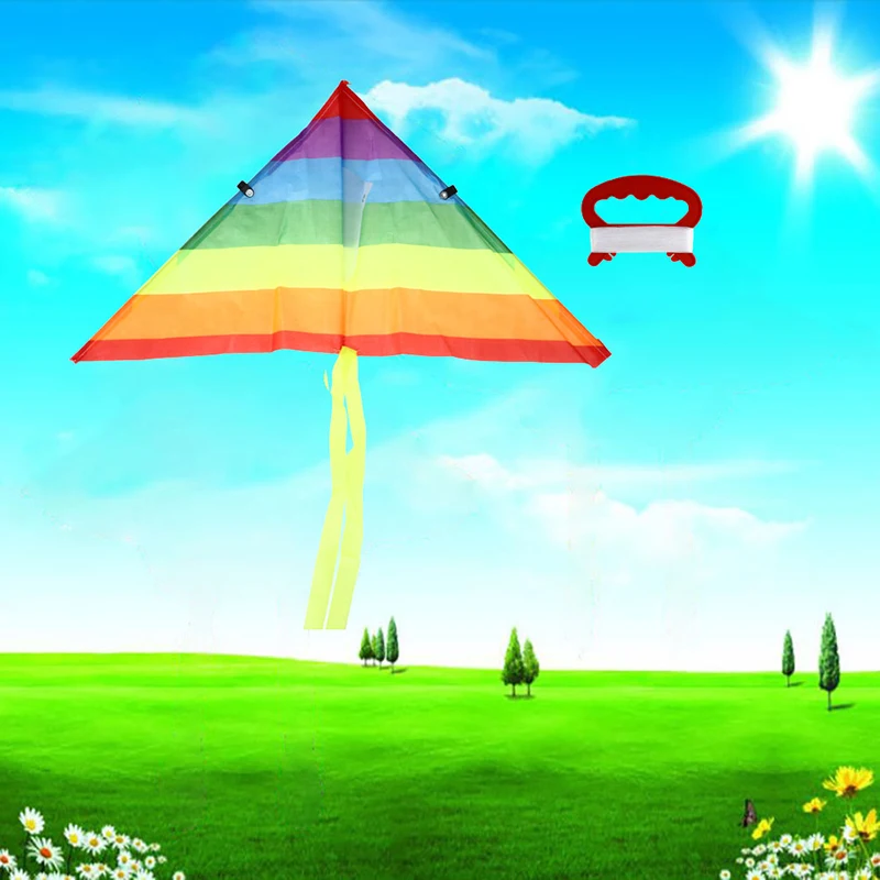 

Rainbow Kite With 50 Meter Kite Line Children Flying Bird Kites Windsock Outdoor Toys For Kids Gift Garden Cloth Toy