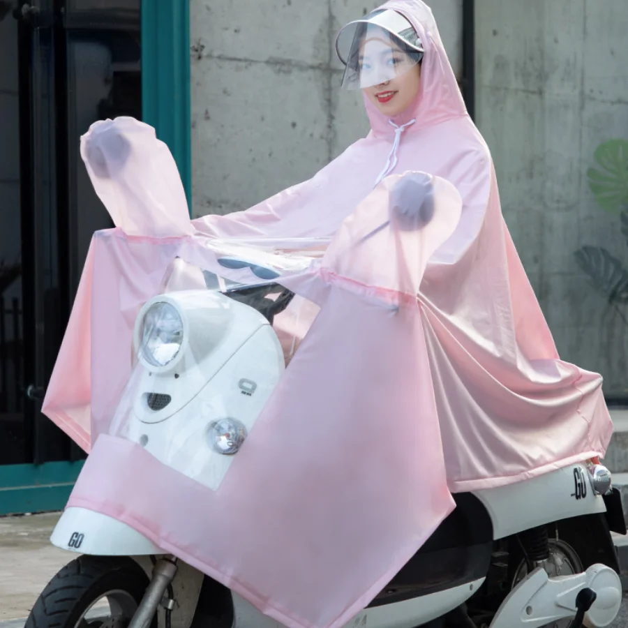 

waterproof translucent raincoat hooded cycling man thickened conjoined poncho motorbyke impermeable armont kadın Rain Gear
