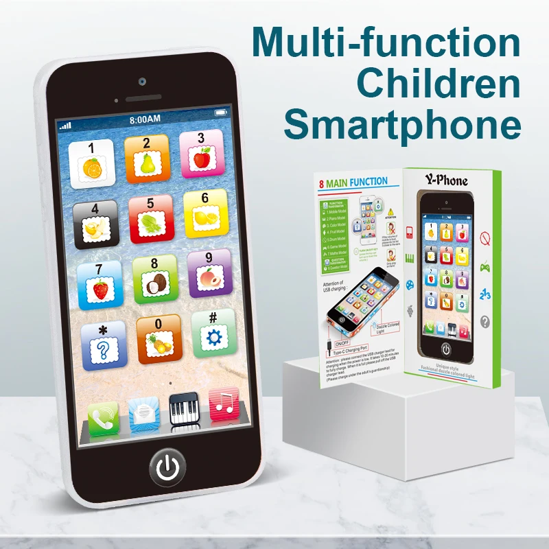 어린이 시뮬레이션 휴대폰  음악 조기 교육 장난감, 조명과 소리가 있는 휴대용 영어 학습용 보컬 플레이 장치