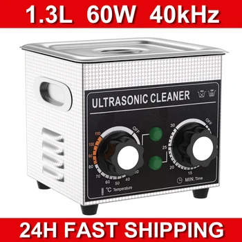 Ultrasonic Cleaner 60w 1.3L 40Khz Heating Timer Ultrasonic Cleaning Machine Commercial AU Plug Teeth Jewelry Washing Bath Tank 1