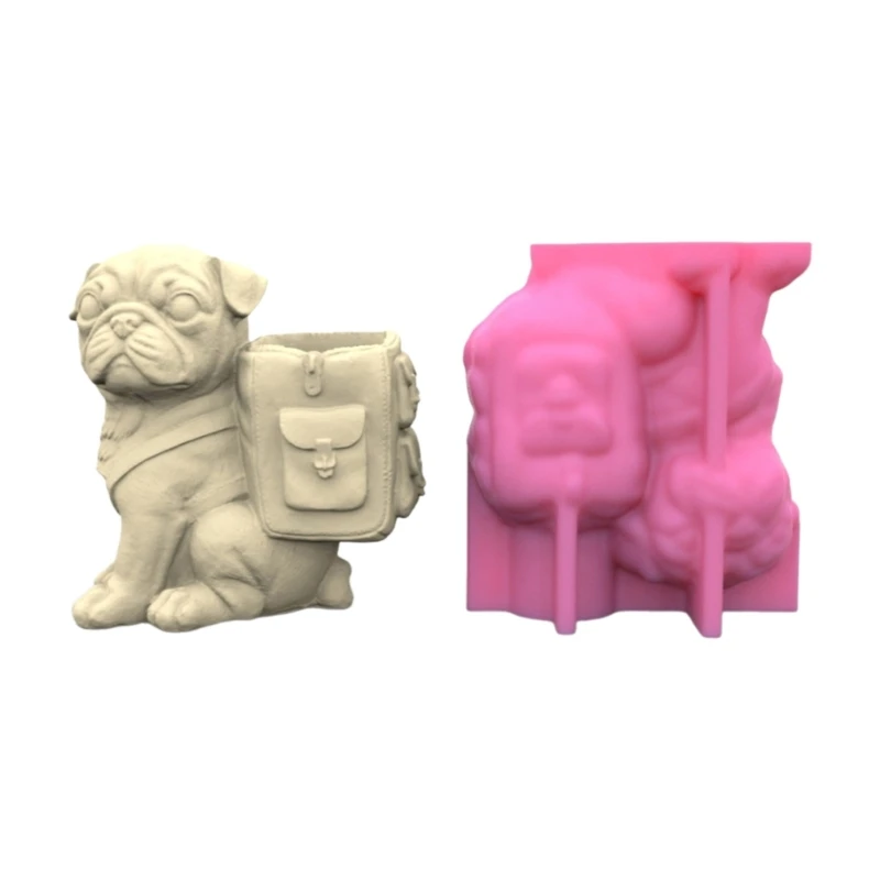 

Unique Silicone Mould 3D Flower Pot Molds Pug Shaped Pen Holder Moulds for DIY Succulent Planters and Pen Holder