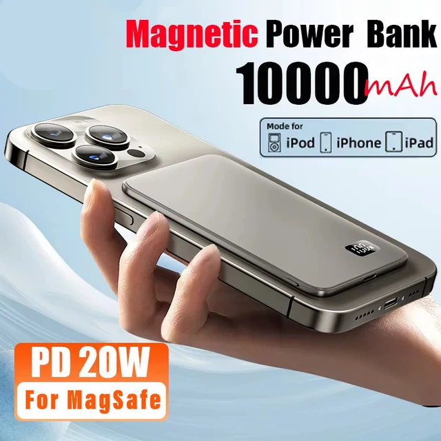 10000mAh Ultra Thin Power Bank for MagSafe,Magnetic Wireless Fast Charging MacSafe Portable Battery For iPhone Xiaomi Samsung 1