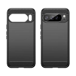 Premium Rubber Carbon Fiber Soft TPU Silicone Phone Case Cover - Google Pixel 8 Pro (Black)