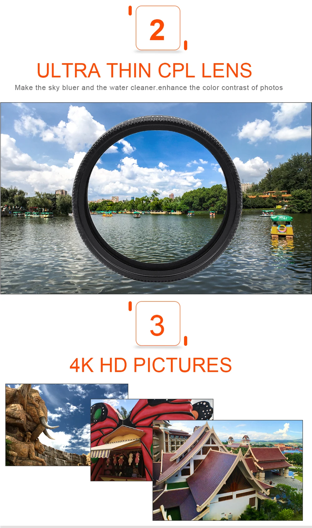 Apexel Pro Camera Lens Kit 16mm 4k Wide Angle Lens With Cpl Filter