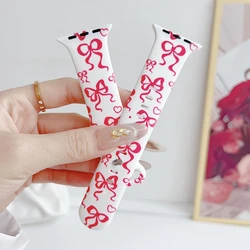 Elegant Silicone Bow Loop Watch Band for Women - Multiple Sizes Available (Red)