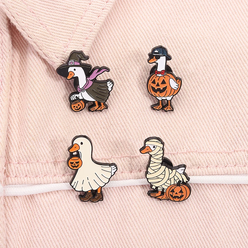 Halloween Gans Emaille Pin Halloween Serie Niedlichen Tier Kürbis Laterne Brosche Rucksack Revers Abzeichen Schmuck Dekoration Kind Geschenk – Detail 5