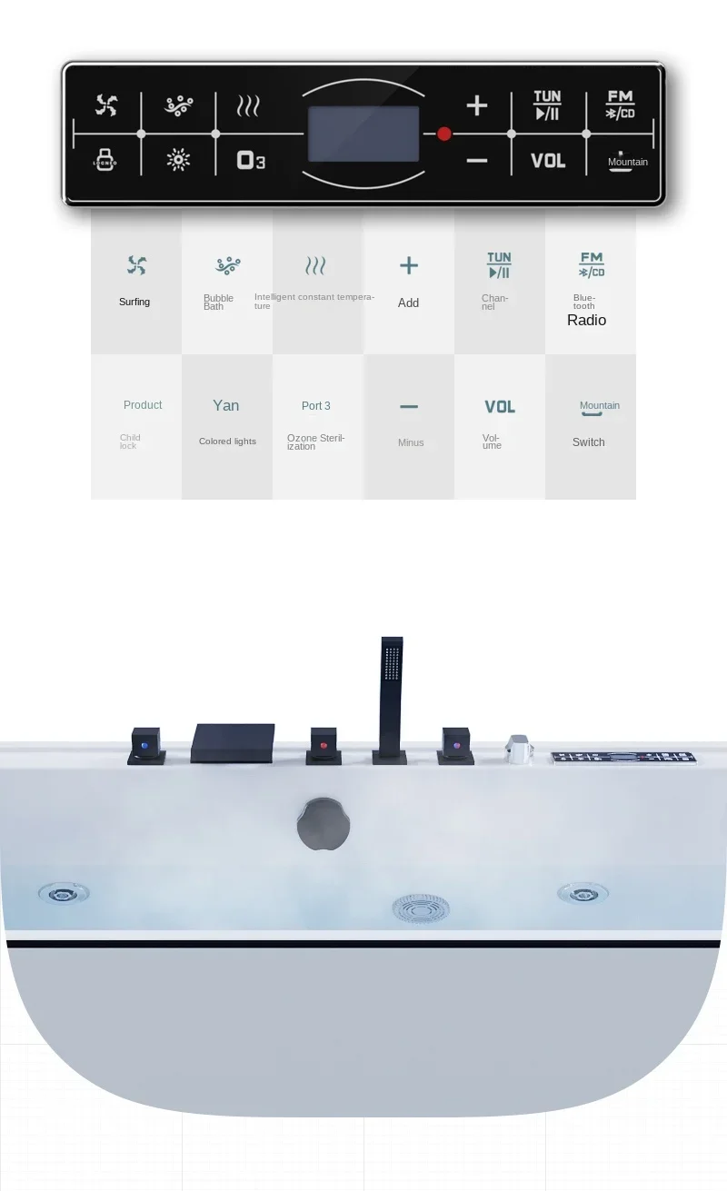 Description Picture 2 of itemAcrylic Whirlpool Outdoor Intelligent Constant Temperature Surfing Massage Bathtub Modern Household Aldult Hydromassage Bath