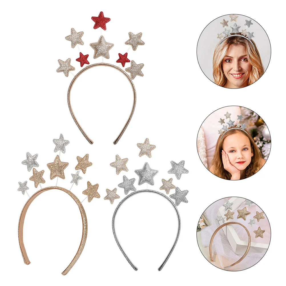 

3 Pcs Curls Pentagram Headband Miss Kidcore Clothes Bulk Hair Ties Iron Star Hoops