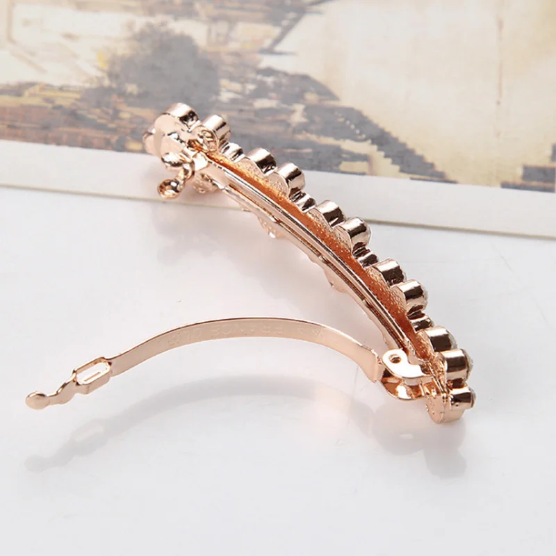 Korean Kristall Frühling Haar Clips Pins Perle Haar Barrettes Für Frauen Mädchen Stirnband Mode Einfache Haar Zubehör Headwear – Detail 4
