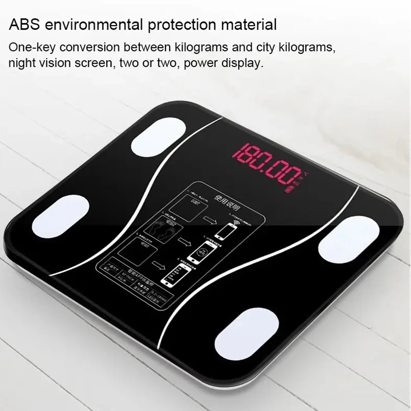 

Electronic LED Digital Weight Health Balance Smart Scale Tempered Glass Platform With Smartphone App Body Fat Scale