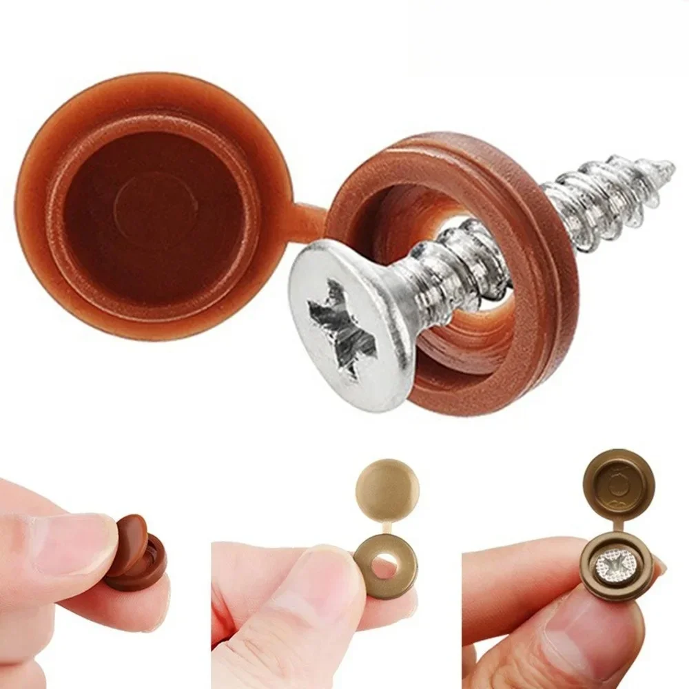 STONEGO 50PCS/Bag Practical Hinged Plastic Screw Fold Snap Protective Cap Button Nuts Cover Bolts Protect Furniture Decor