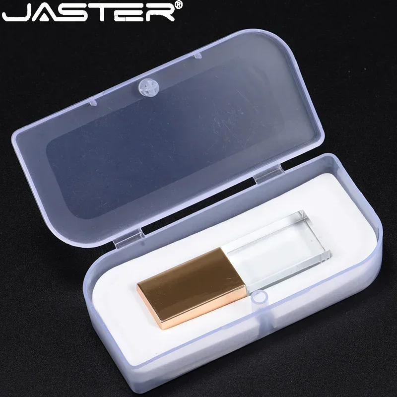 Jaster-waterproof Usb Flash Drives Pendrive Cristal Elegante Pen Drive Prova de Água Logotipo Livre Presente 4gb 16gb 32gb 64gb Mais de 10 Pcs - Imagem 3