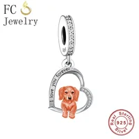 FC Jewelry Fit Original Charm Bracelet 925 Silver Sweet Puppy Yorkshire Schnauzer Pomerania Dog Bead For Making Women Berloque 2