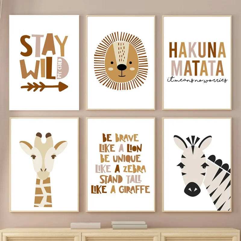 

Lion Giraffe Zebra Hakuna Matata Quote Canvas Painting Wall Art Poster Nordic And Prints Wall Pictures For Kids Room Home Decor