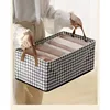 Fabric Storage Bins with Metal Frame Large Clothes and Pants Storage Baskets for Closet Organizing Rectangle Household Handing 5