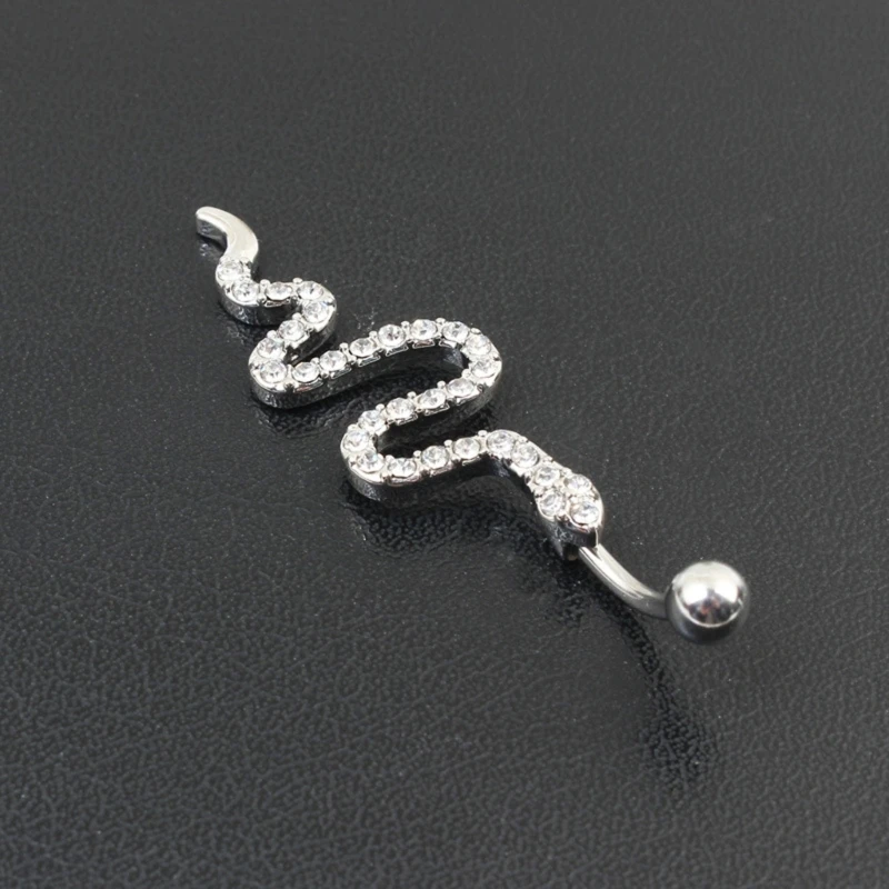 Moissanite Belly Button Piercing Snake Belly Button Rings Dangle Crystal Navel Ring Barbell for Women Girls Belly Piercing Body Jewelry