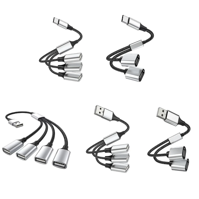 

USB Splitter Cable,USB/Type C Male to 2/3 Female Extension Cord Connector,USB Port Hub Data&Charger Power Split Dropship