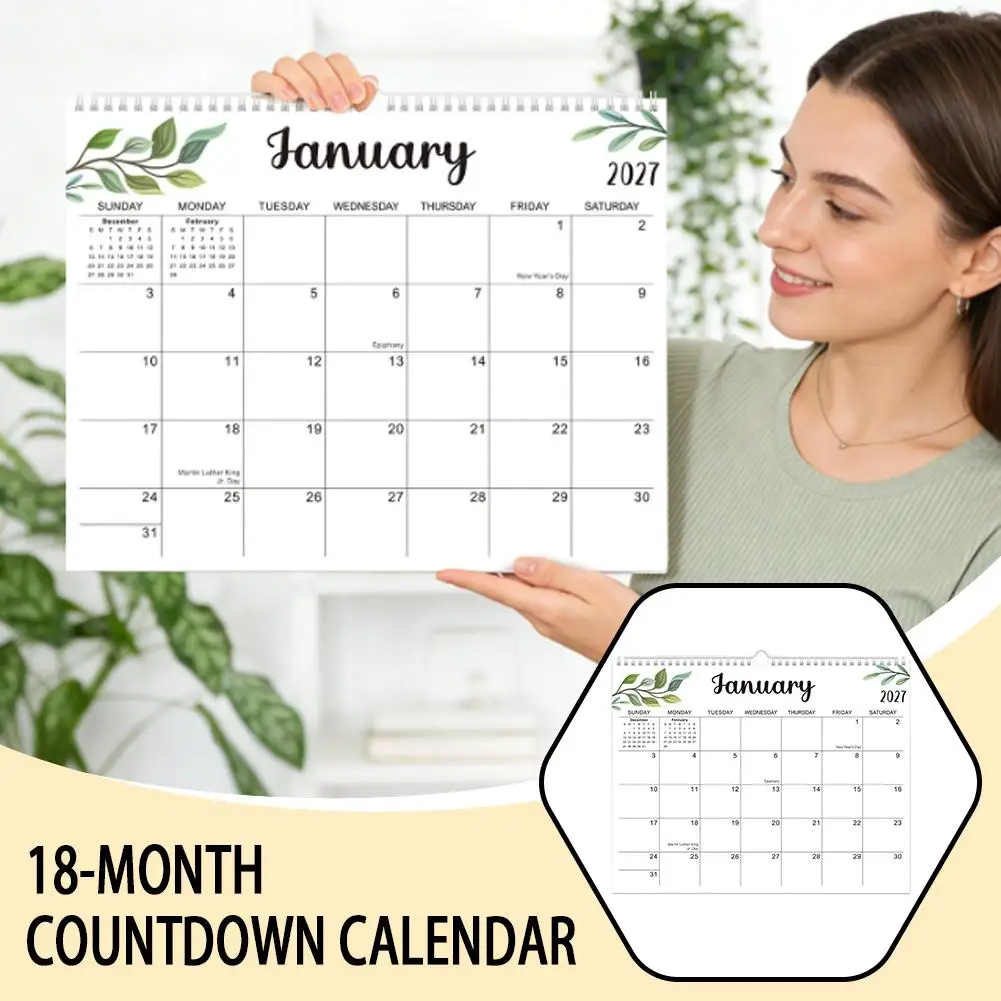 Calendario da parete 2027, agenda mensile dal gennaio 2026 al giugno 2027, per la pianificazione quotidiana, calendario impermeabile da appendere - immagine 2
