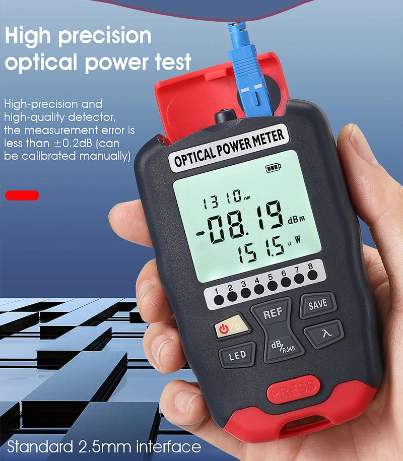 AUA-D7/D5/DC7/DC5 Handheld Mini Optical Power Meter OPM Optical fiber tester wit