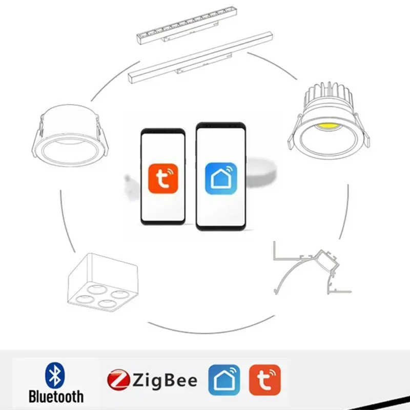 TUYA ZIGBEE/Bluetooth APP Intelligent Embedded Anti Glare LED Downlight 10W 85-265V Spotlight 24W Intelligent Home Lighting