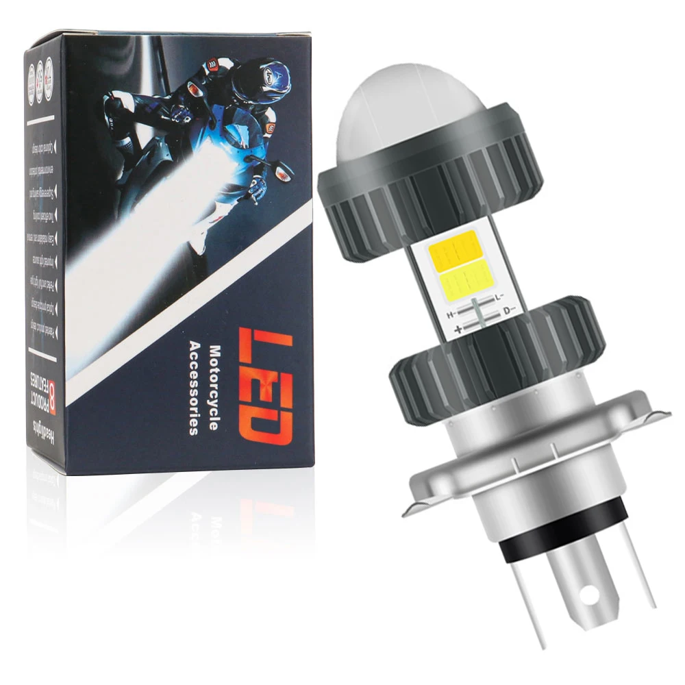 

H4/H6 BA20D LED Motorcycle Headlight Bulb Moto Spotlights LED Lens White Yellow Hi Lo Lamp Scooter Accessories Fog Lights 12V