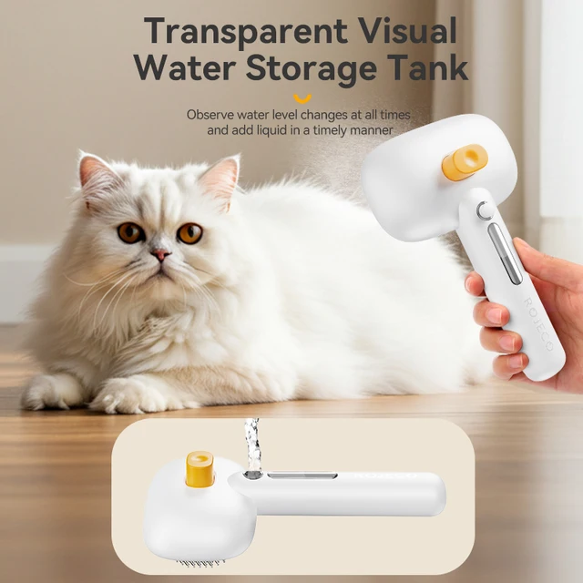 ROJECO Pet Steam Comb Electric Spray Brushes For Dog Cat Hair Removal Combs Pet Hair Grooming Tool Hair Remover Water Mist Brush 2