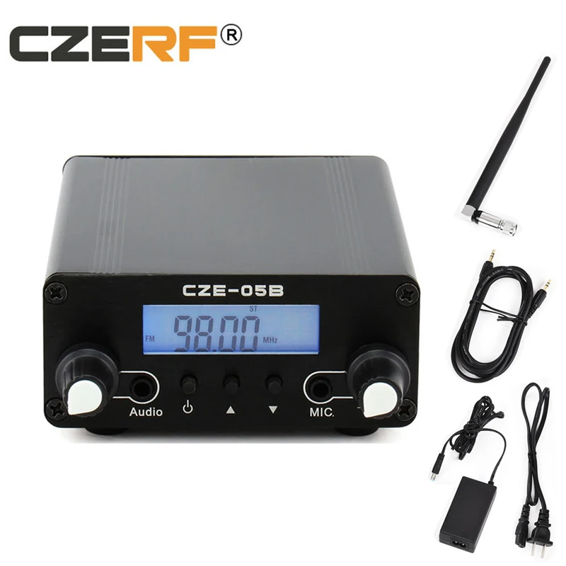 

Stereo PLL Radio Station FM Broadcast Transmitter 76MHz-108MHz for Church Home Party 0.5W CZE-05B-suit