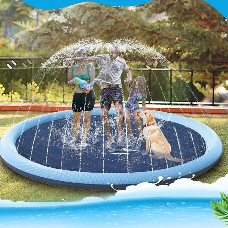 

Pet Summer Backyard Playset Water Toys Kids Inflatable Round Water Splash Play Pools Playing Sprinkler Mat Yard Water Spray Pad