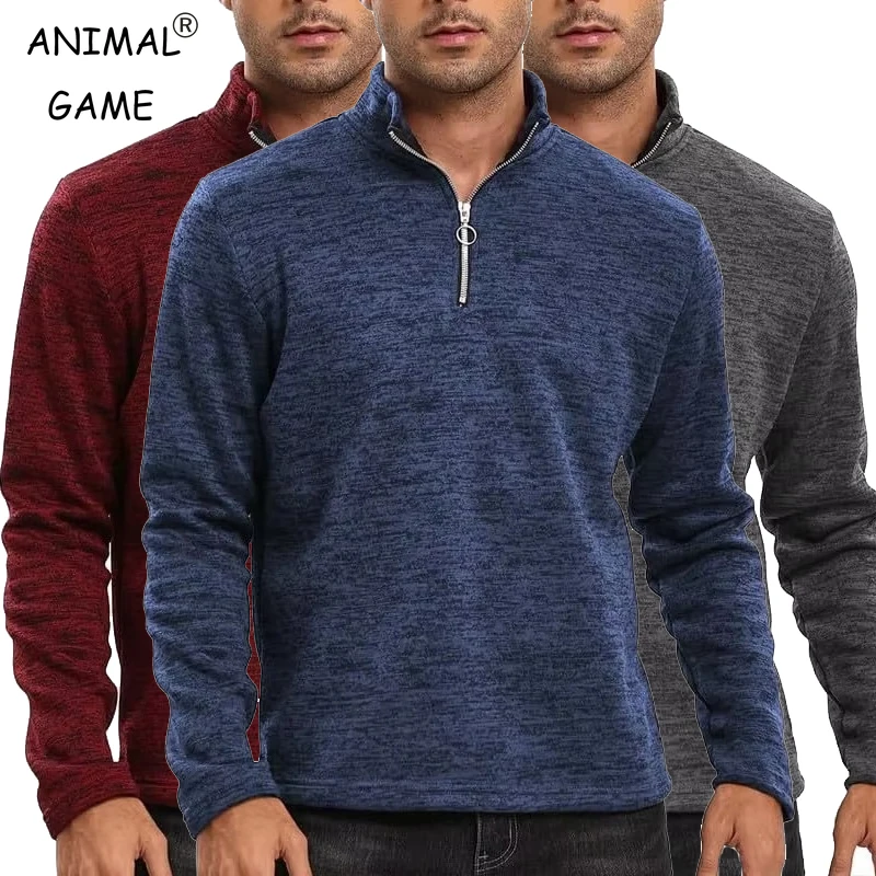 Men's Half Zipper Stand Collar Pullover Sweatshirts Long Sleeve Casual Jacket Coats Outdoor Streetwear Lightweight Tracksuit Men