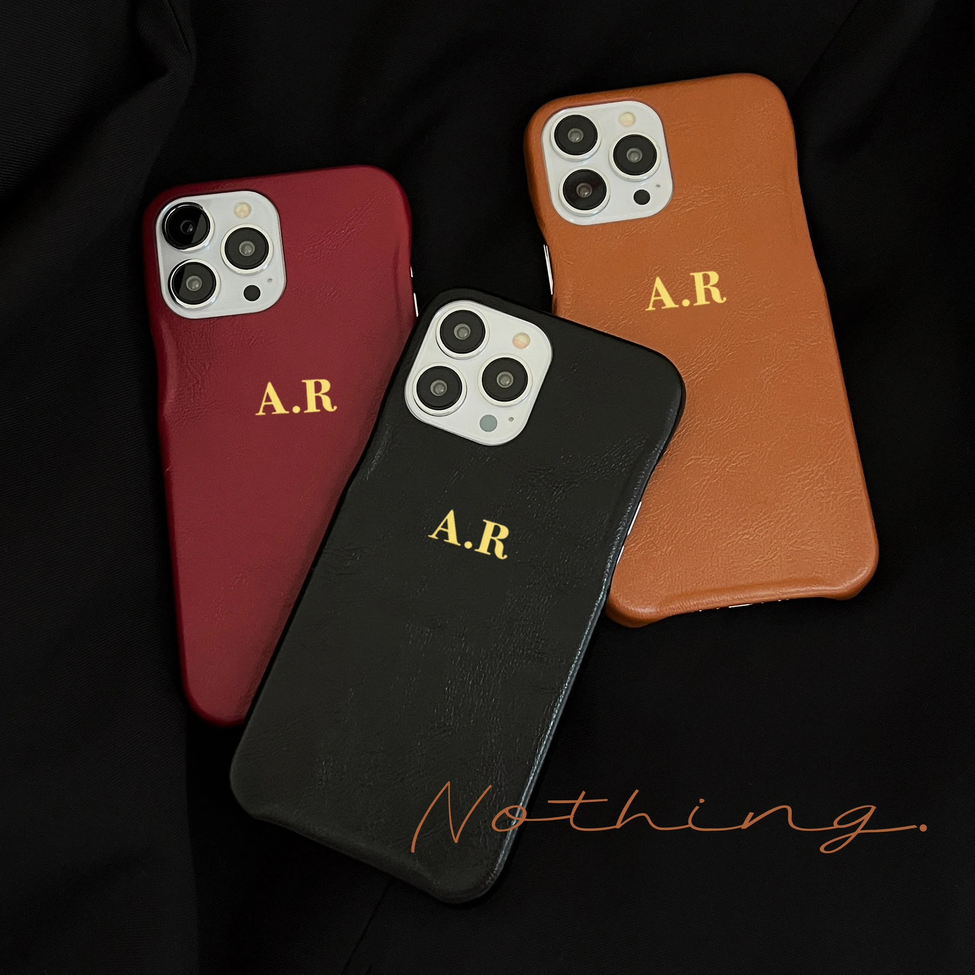 

Custom Name Personalised Initial Letters Pebble Leather Phone Case For Iphone 13 12 11 Pro Max Mini 7 8 Plus Se Cover Funda