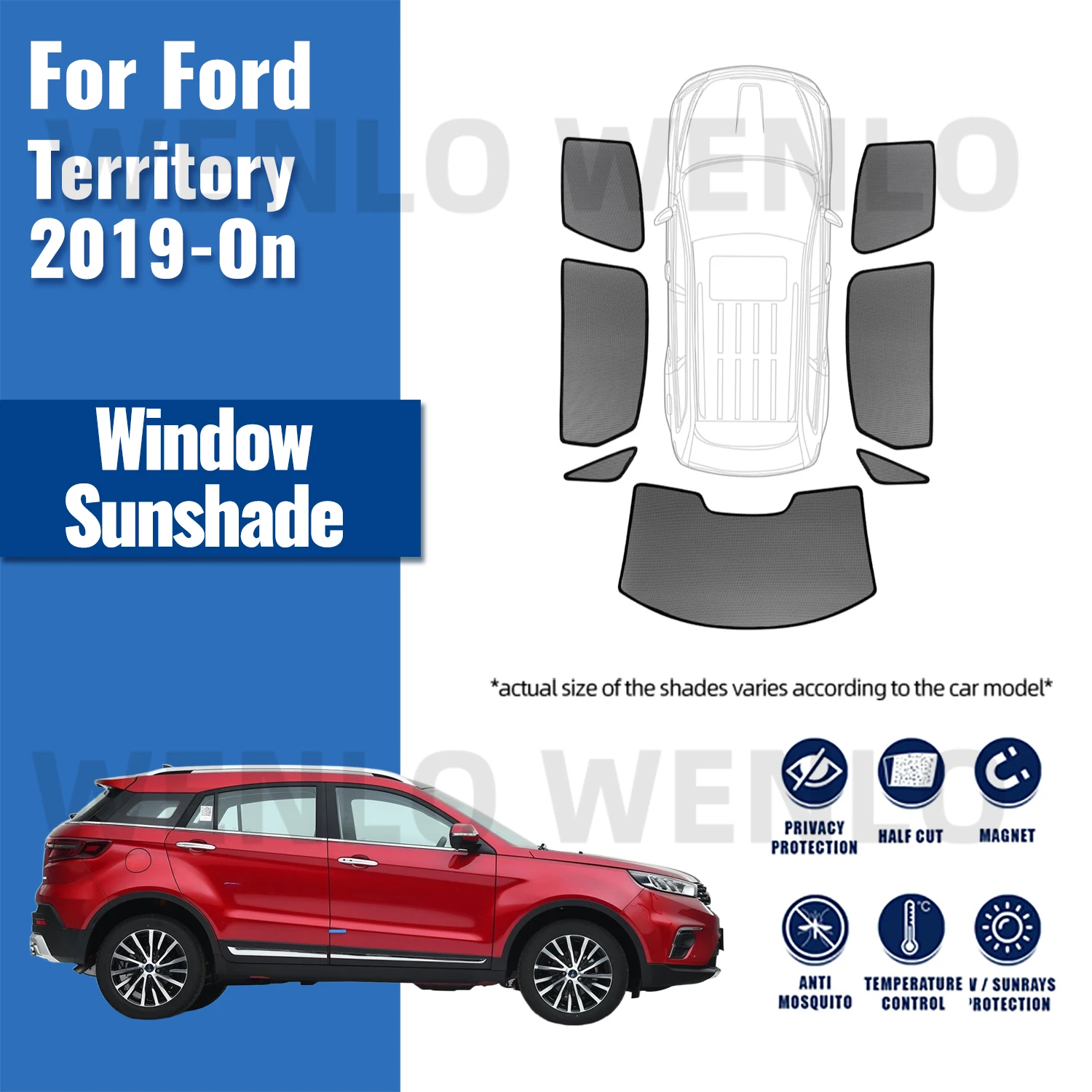 

For Ford Territory 2019-2024 Magnetic Car Sunshade Shield Front Windshield Frame Curtain Rear Baby Side Window Sun Shade Visor