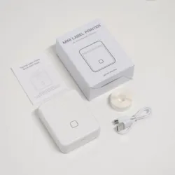 Portable Mini Bluetooth Thermal Label Printer | Ink - Free DIY Barcode & Sticker Labeling Machine (Printer white)