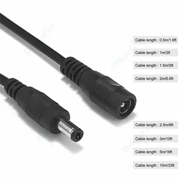 0.5-10m 20/22AWG DC Extension Cable DC Cable 12V 5.5*2.1mm Female to Male Plug DC Jack Extend Cord For CCTV Camera Power Adapter