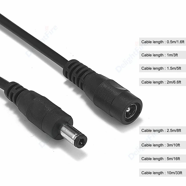 0.5-10m 20/22AWG DC Extension Cable DC Cable 12V 5.5*2.1mm Female to Male  Plug DC Jack Extend Cord For CCTV Camera Power Adapter - AliExpress