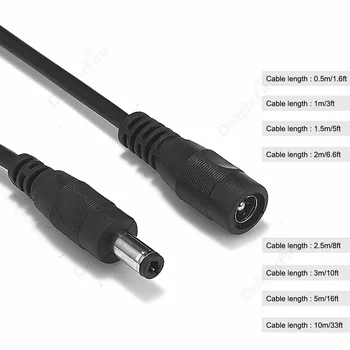 CCTV 카메라 전원 어댑터용 DC 연장 케이블, 암-수 플러그, DC 잭 연장 코드, 0.5-10m, 20, 22AWG DC 케이블, 12V, 5.5x2.1mm