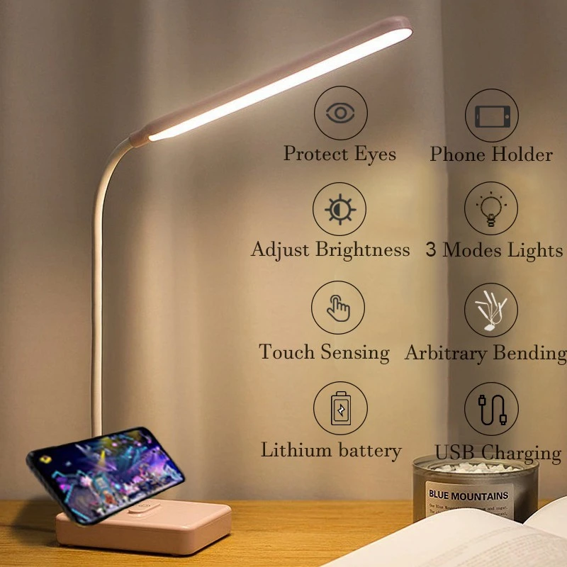 

1PCS White Pink Small Night Light USB Charging Desk Light Foldable LED Eye Protection Learning Light Lmall Light Light