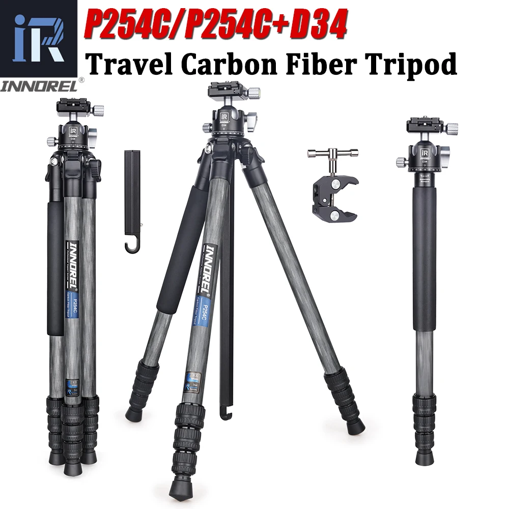 

Carbon Fiber Tripod-INNOREL P254C Portable Compact Lightweight Travel Tripod & Monopod for Digital DSLR Camera Stand Load 12kg