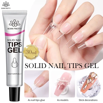 BORN PRETTY Punte per unghie solide Gel 30ml Smalto gel per stampa sulle unghie Aggiornamento Gel per unghie 3 in 1 per unghie finte Manicure a lunga durata