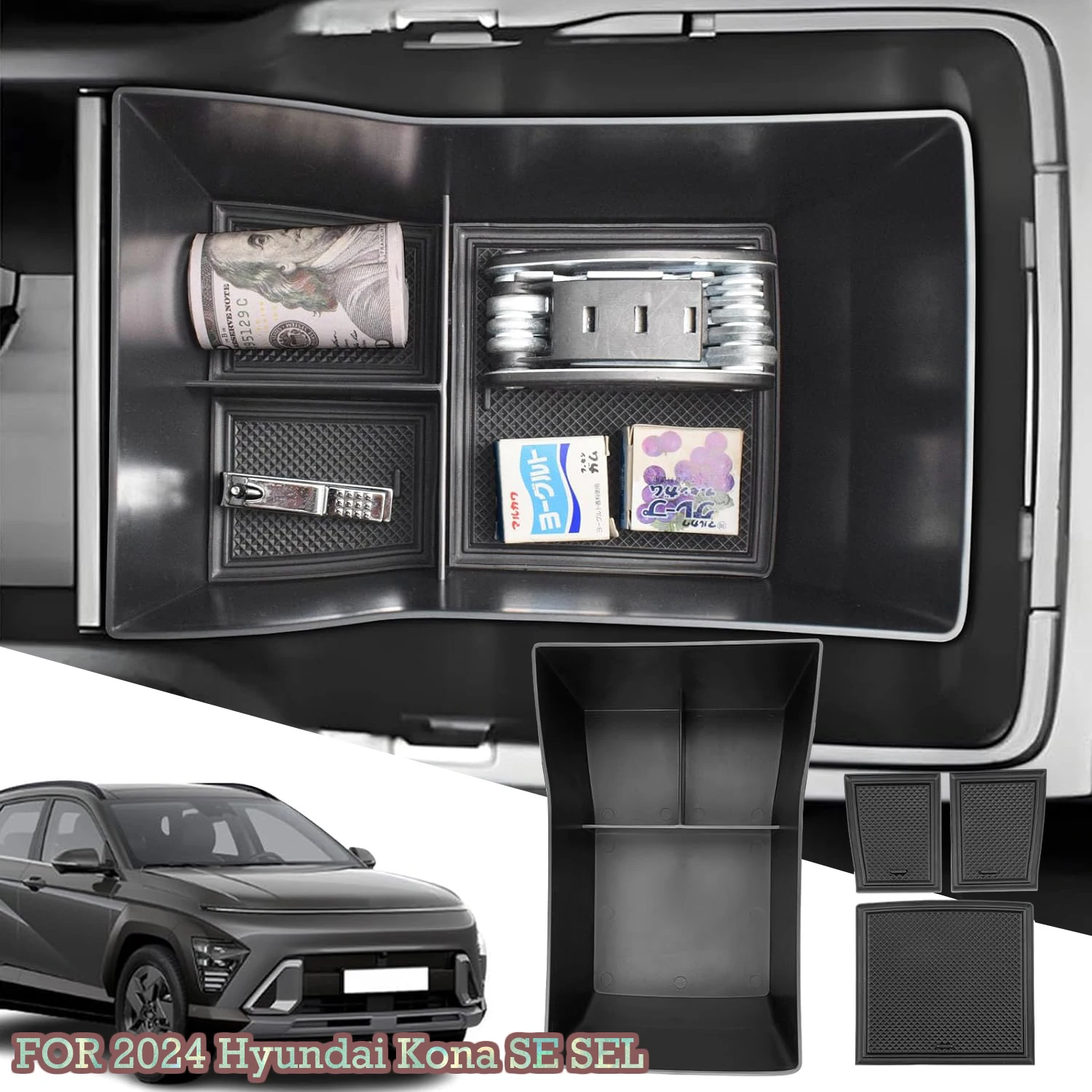 

Center Console Storage Tray Car Box For Kona SX2 SE SEL N Line Limited Armrest Box Storage Organizer Electronic Transmission