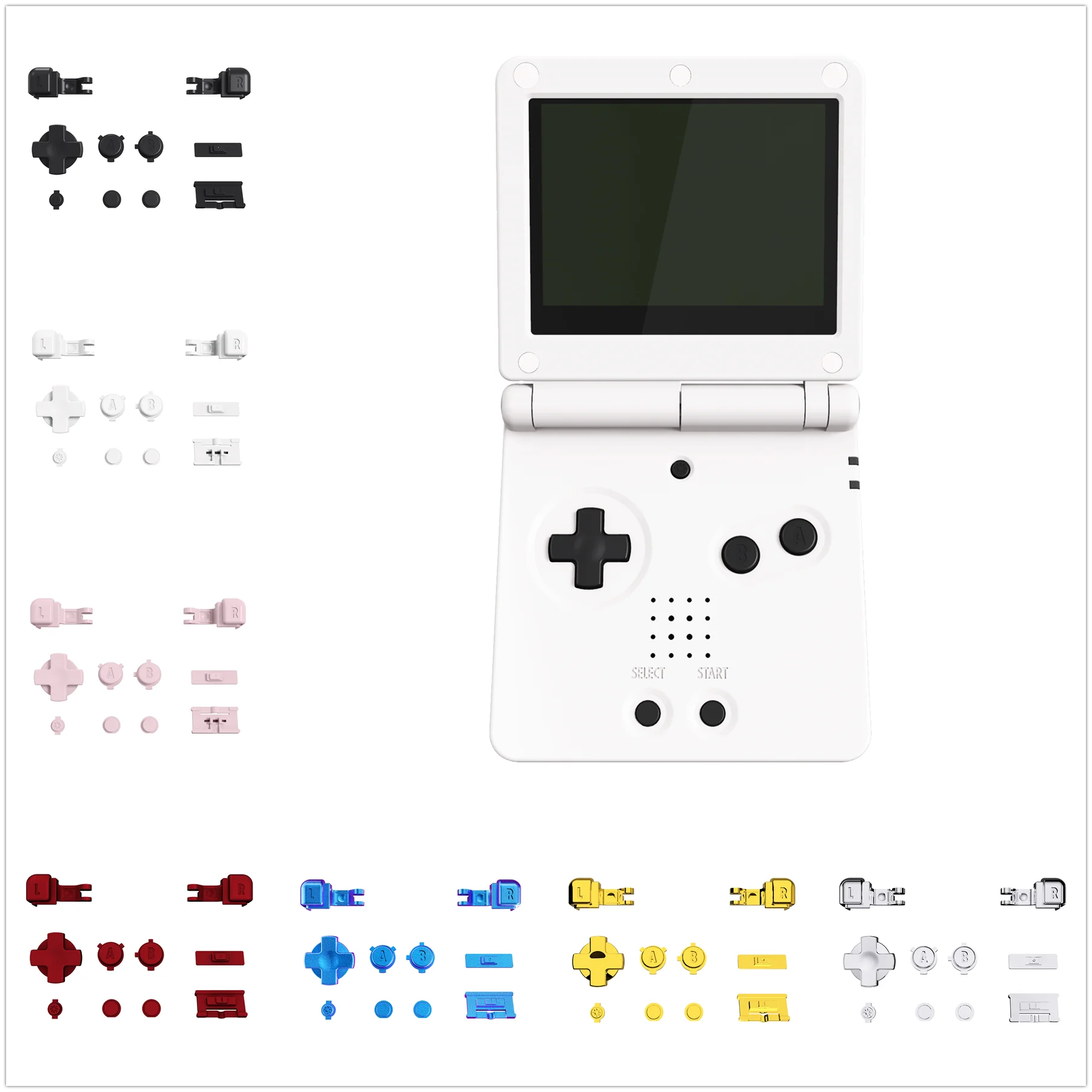 Extremerate Conjunto Completo de Botões para Gameboy Antecedência sp um b l r Botão Power on Off Botão de Volume D-pad Chave para Gba sp Console